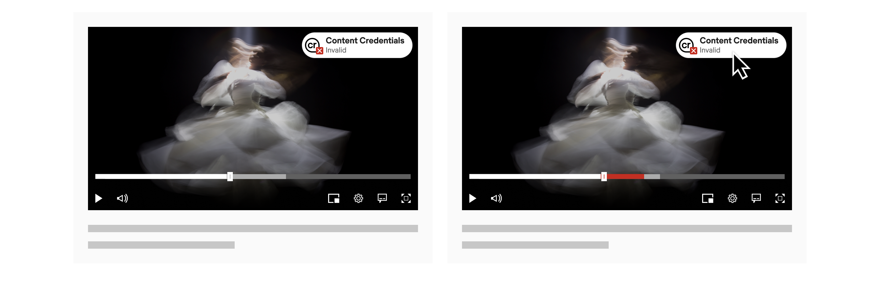 Illustrative example showing disclosure of invalid video segment on the timeline