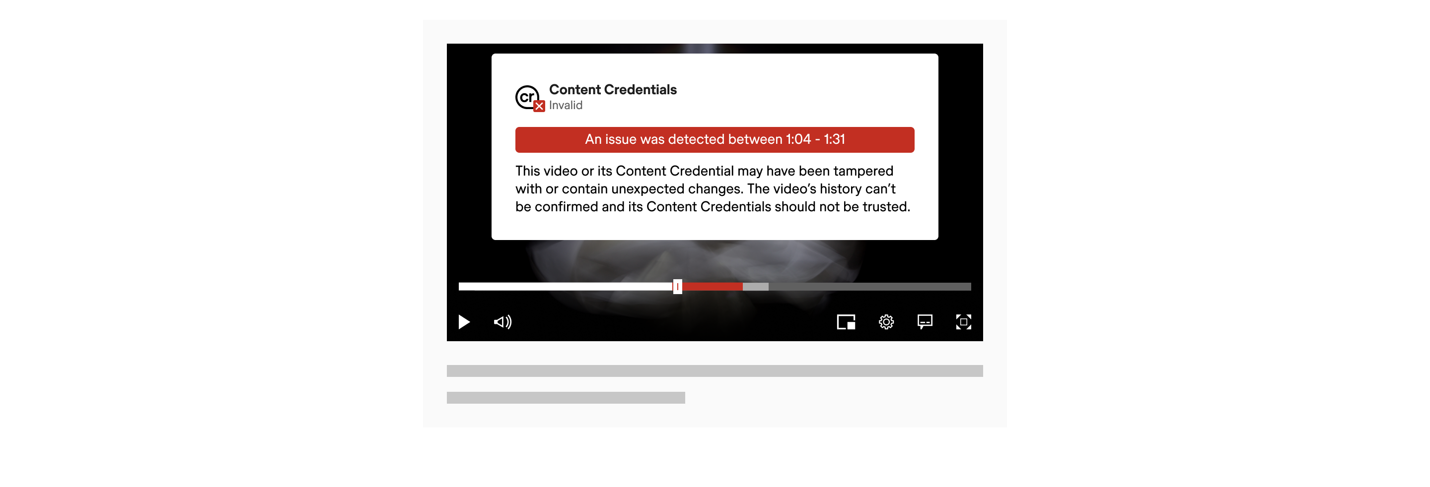 Illustrative example of a L2 summary for an invalid state for streaming playback